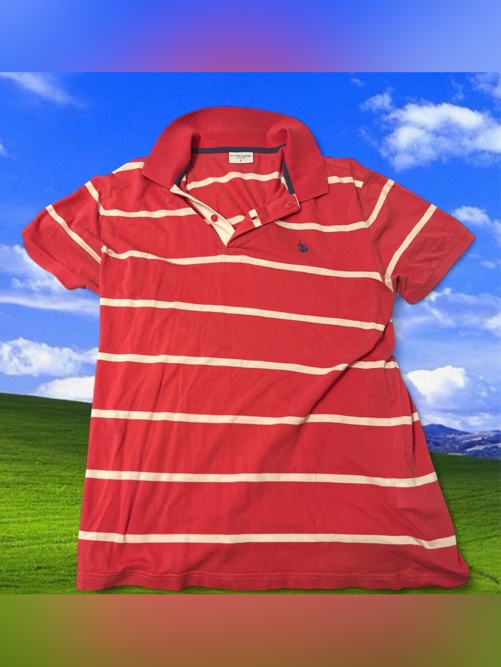 U.S. Polo Assn. Red Striped Polo — Large